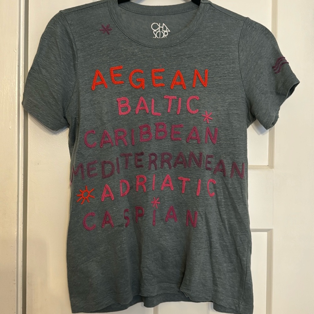 Anthropologie sea chasers embroidered T-shirt